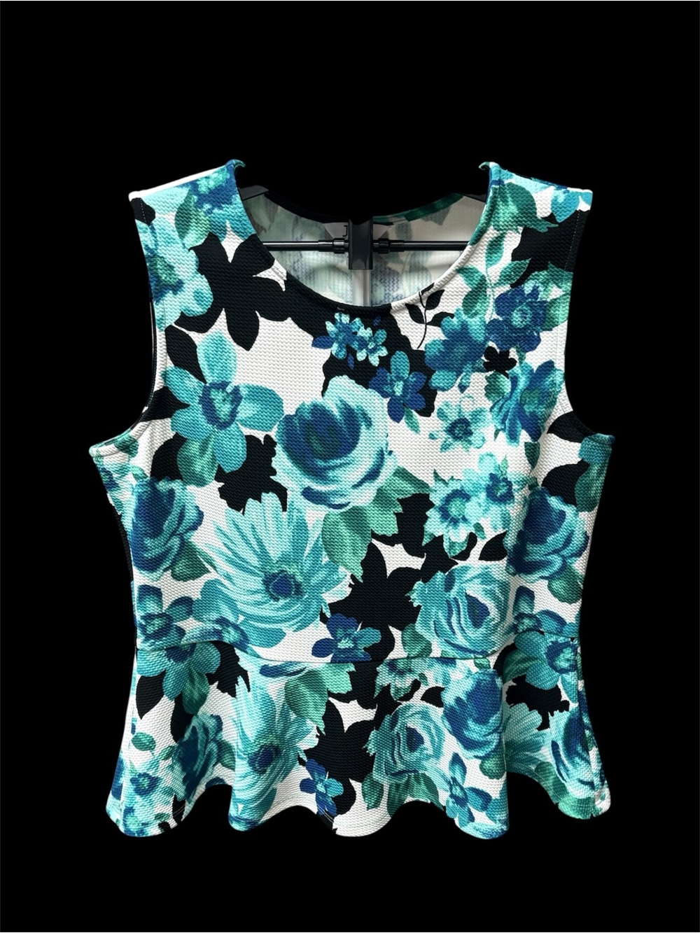 Jules & Leopold Teal and Black Floral Peplum Camisole